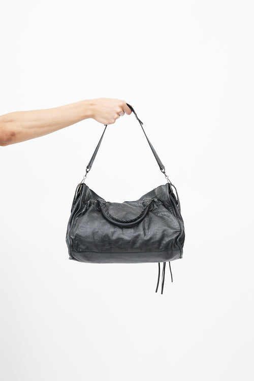 Balenciaga Washed Black City Leather Bag