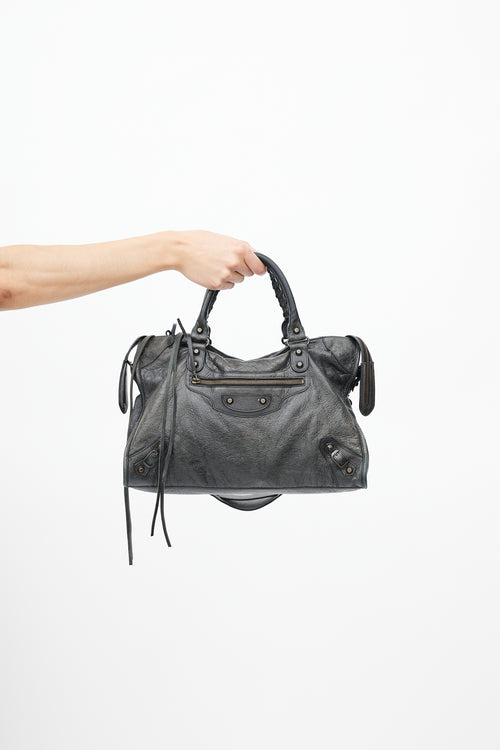 Balenciaga Washed Black City Leather Bag