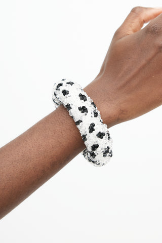 Balenciaga Black 
White Beaded Sequin Bracelet