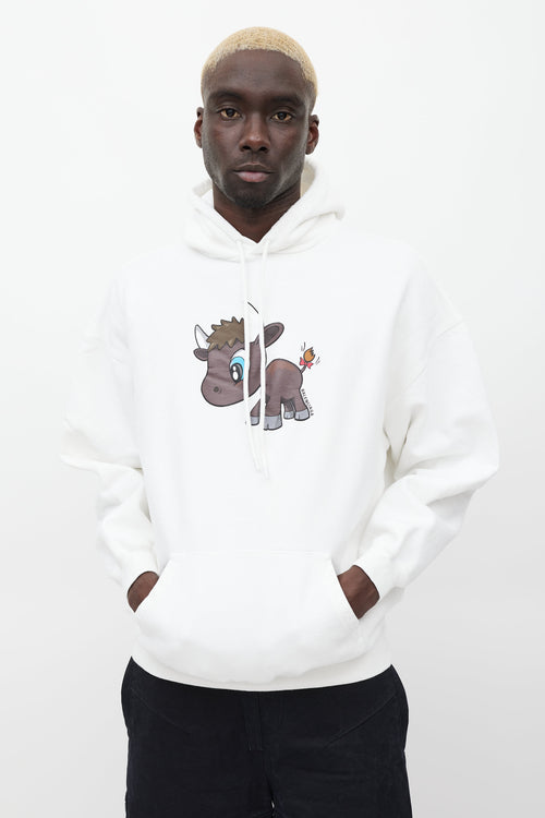 Balenciaga White 
Brown Graphic Hoodie