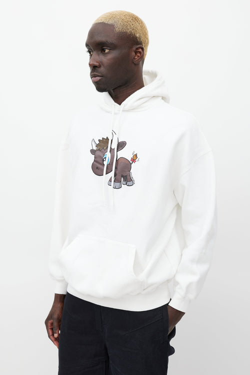 Balenciaga White 
Brown Graphic Hoodie