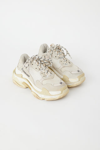 Balenciaga White 
Cream Triple S Sneaker