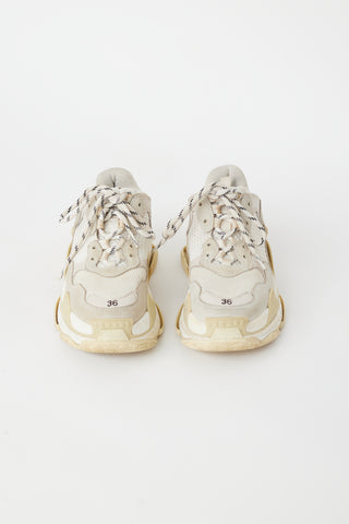 Balenciaga White 
Cream Triple S Sneaker