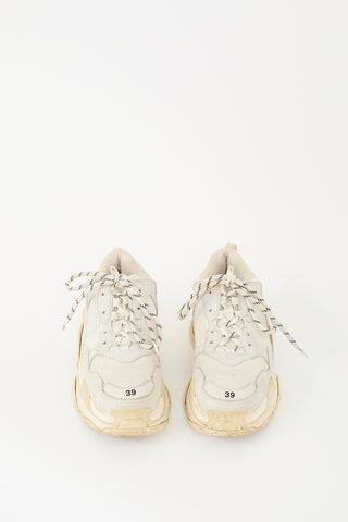 Balenciaga White 
Cream Triple S Sneaker