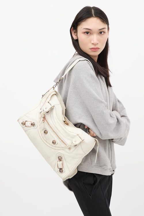 Balenciaga White Leather City Bag