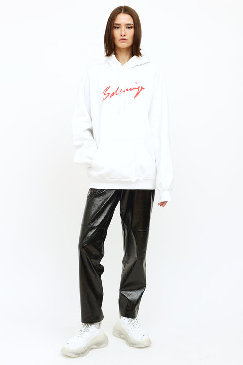 Balenciaga White and Red Mens Hoodie