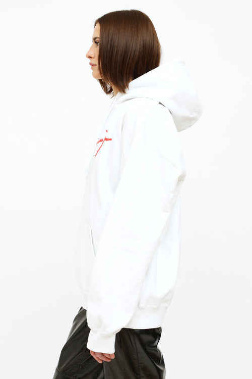 Balenciaga White and Red Mens Hoodie