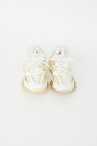 Balenciaga White 
Cream Clear Sole Track Sneaker