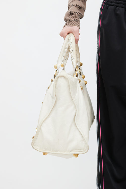 Balenciaga White Leather Large City Tote Bag