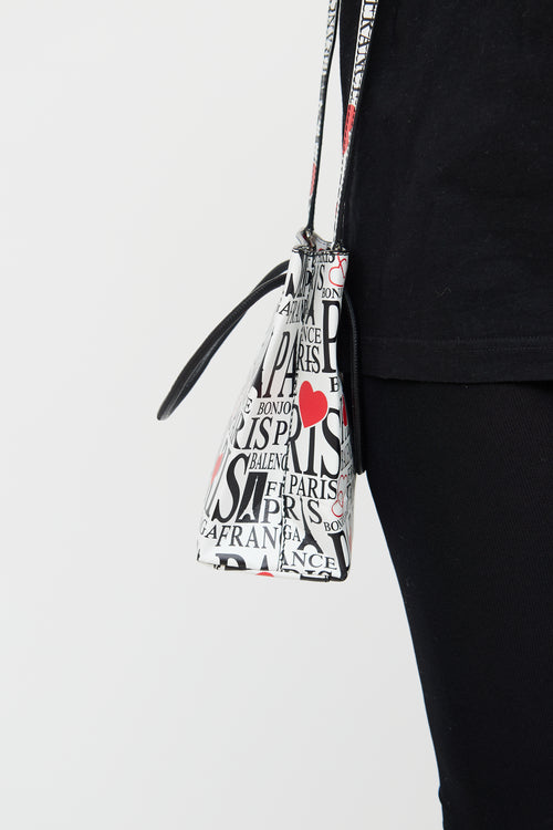 Balenciaga White, Black, and Red Paris Shopper Tote Bag