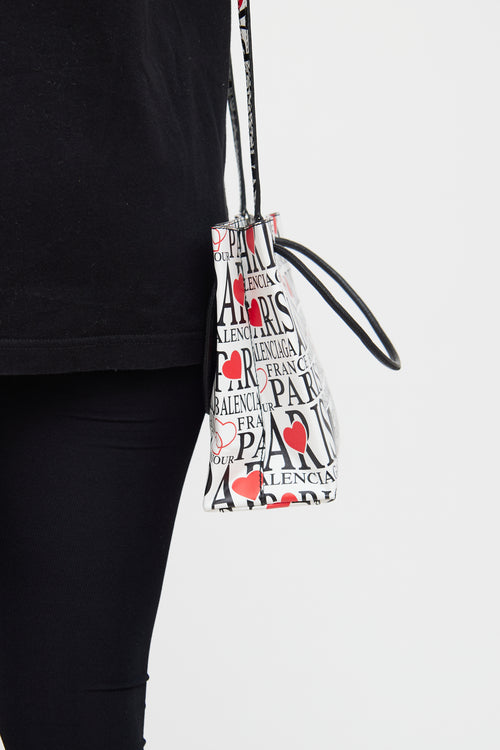 Balenciaga White, Black, and Red Paris Shopper Tote Bag