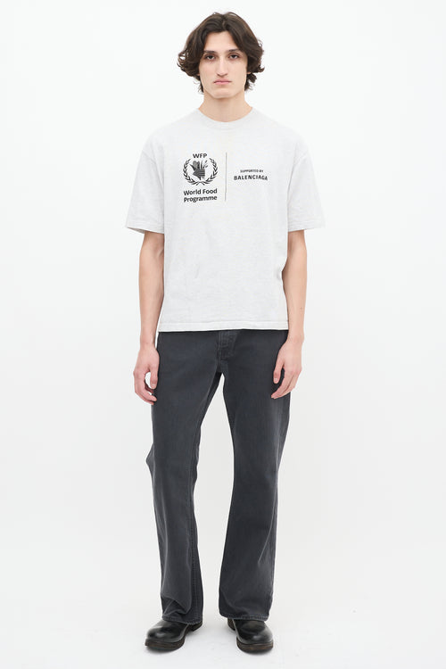 Balenciaga X WFP Heather Grey Logo T-Shirt