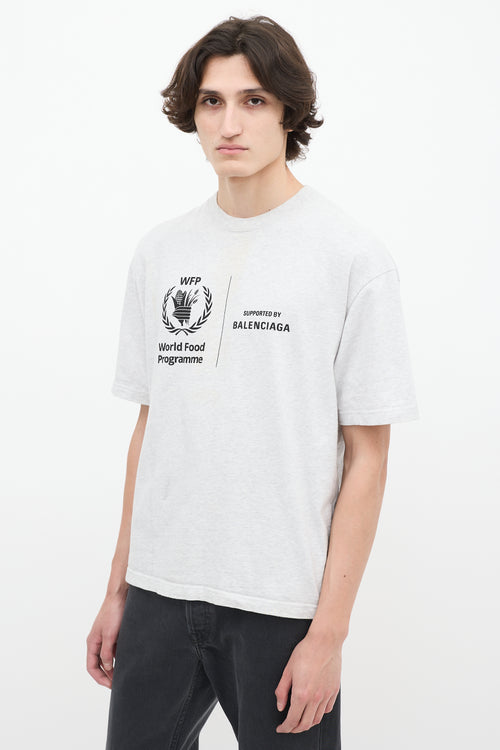 Balenciaga X WFP Heather Grey Logo T-Shirt