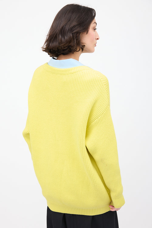 Balenciaga Yellow Knit V-Neck Sweater