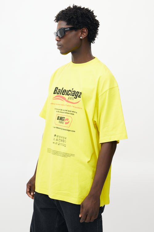 Balenciaga Yellow 
Multicolour Recycle Logo T-Shirt