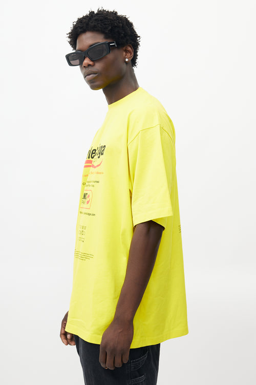 Balenciaga Yellow 
Multicolour Recycle Logo T-Shirt