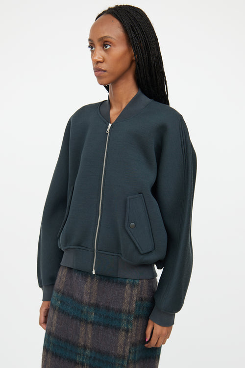 Balenciaga Dark Green Wool Bomber Jacket