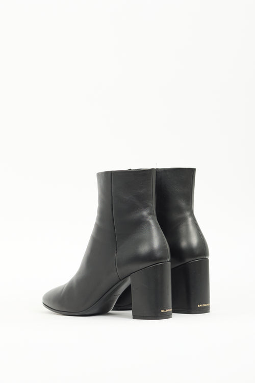 Balenciaga Black Leather Heeled Ankle Boot