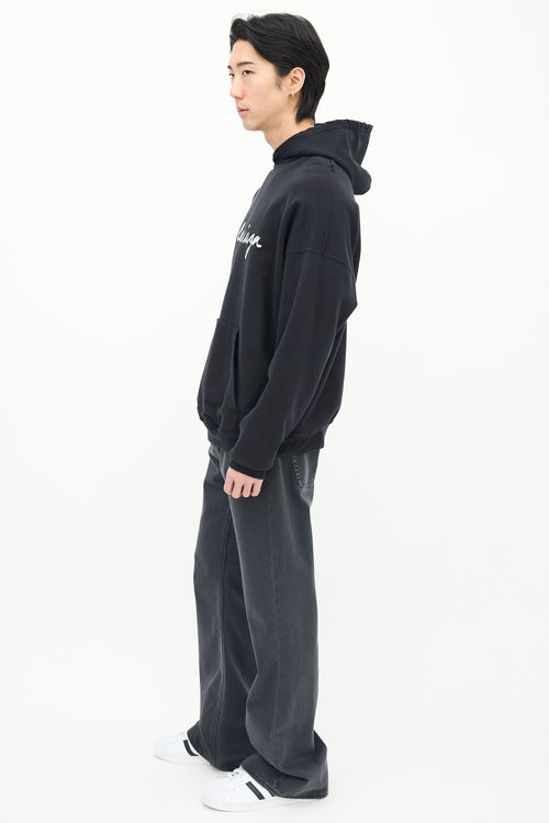 Balenciaga Black Cursive Logo Hoodie