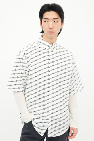 Balenciaga White 
Black BB Striped Logo Shirt