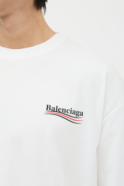 Balenciaga White Political Campaign Logo T-Shirt