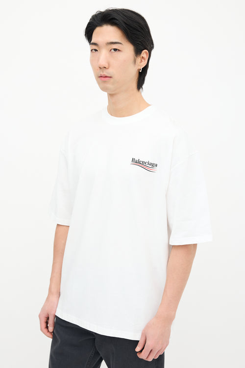 Balenciaga White Political Campaign Logo T-Shirt