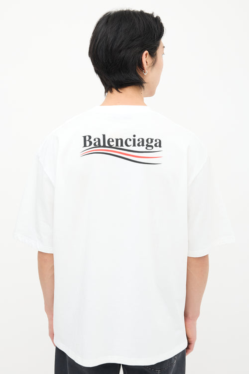 Balenciaga White Political Campaign Logo T-Shirt