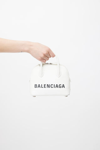 Balenciaga White 
Black Ville XXS Logo Crossbody Bag