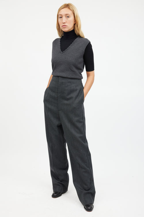 Balenciaga Grey Wool Herringbone Trouser