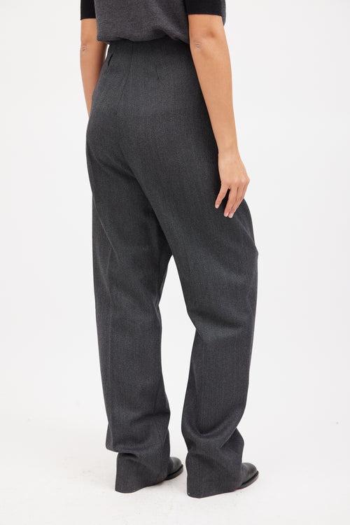 Balenciaga Grey Wool Herringbone Trouser