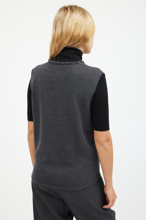 Balenciaga Grey Wool Braided Knit Vest