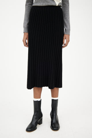 VSP Archive Black Ribbed Cashmere Midlength Skirt