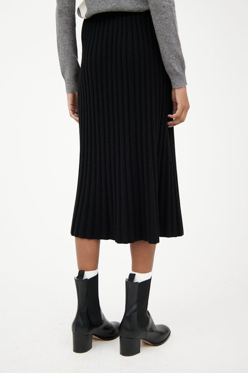 VSP Archive Black Ribbed Cashmere Midlength Skirt