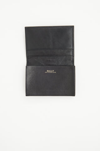 Bally Black Leather Stripe Cardholder