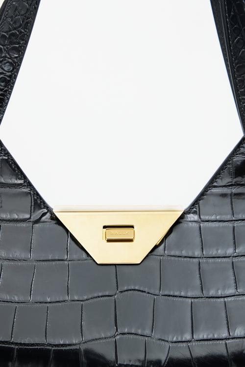 Bally Black Embossed Leather Trilliant Bag