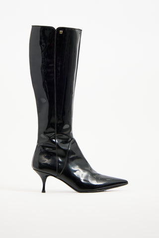 Bally Black Patent Leather Knee High Boot