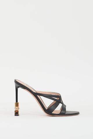 Bally Black Leather Crossover Carolyn Heel