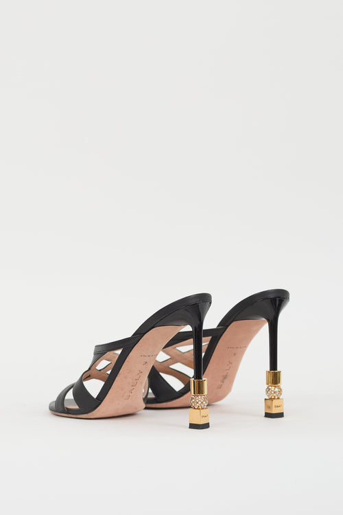 Bally Black Leather Crossover Carolyn Heel