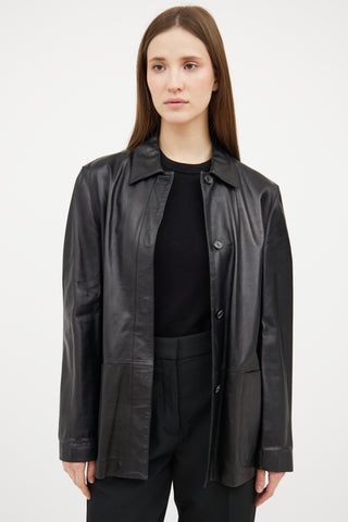 Bally Black Leather Work Jacket