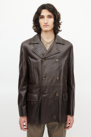 Bally Brown Double Breasted Leather Jacket