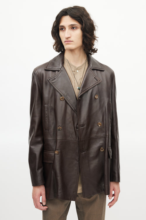 Bally Brown Double Breasted Leather Jacket