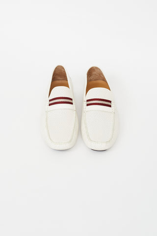 Bally White 
Red Perforated Loafer