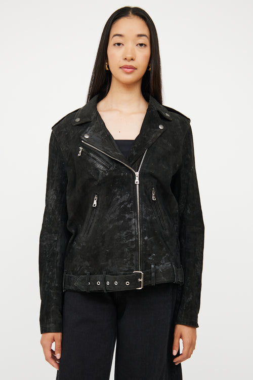 Black Distressed Moto Jacket