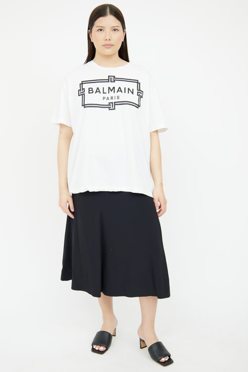 Balmain White 
Black Logo T-Shirt