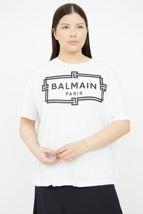 Balmain White 
Black Logo T-Shirt