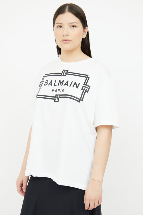 Balmain White 
Black Logo T-Shirt