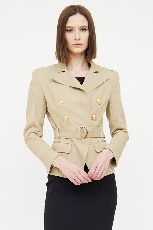 Balmain Beige Double Belted Safari Jacket