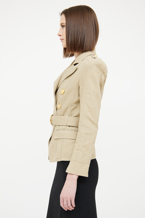 Balmain Beige Double Belted Safari Jacket