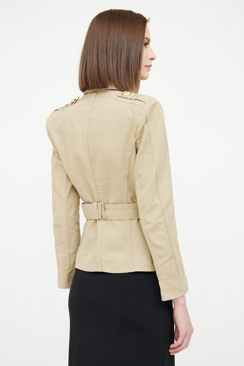 Balmain Beige Double Belted Safari Jacket