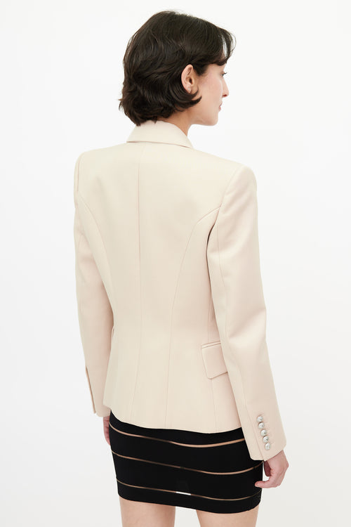 Balmain Beige Double Breasted Wool Blazer